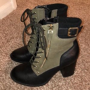 Olive lace up boots